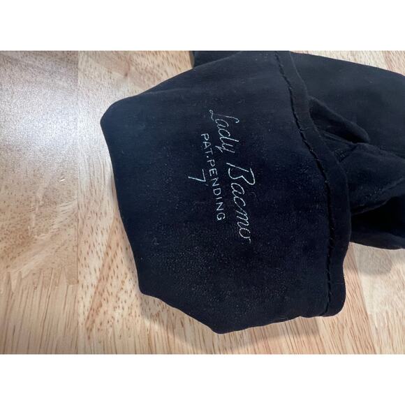 Vintage Dainty Soft Black Leather Gloves Small JL - Picture 8 of 11